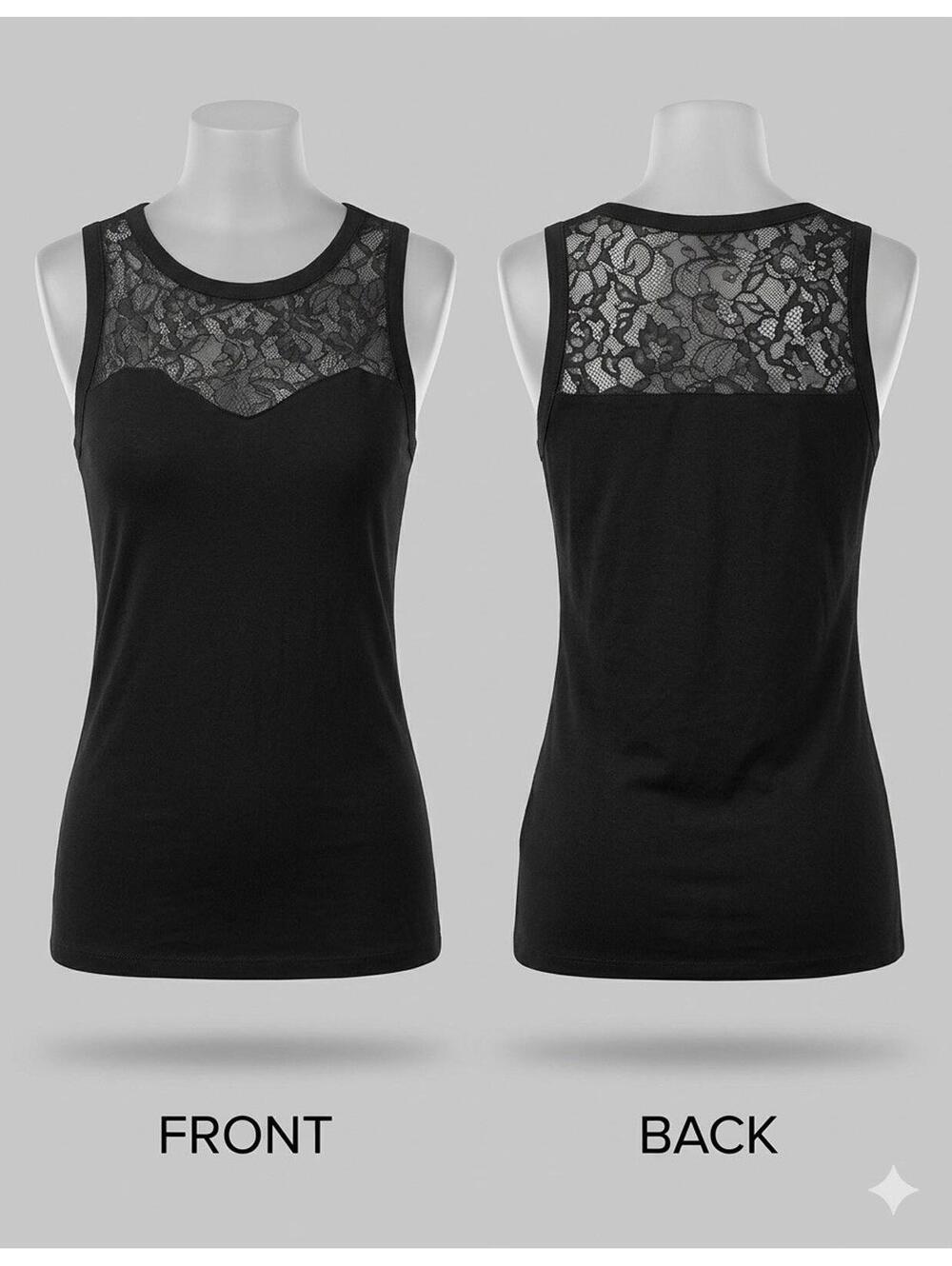 ✨ Express Black Lace‎ Yoke Sleeveless Tank Top XS 8866-6 ✨